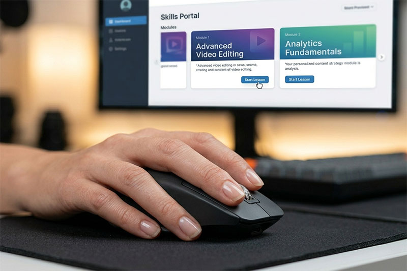 Image showing a hand moving a mouse in front of a computer monitor